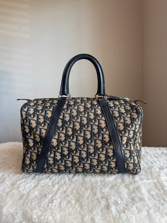 CHRISTIAN DIOR Vintage bowling Boston Bag Diorissimo  Canvas Medium size 30