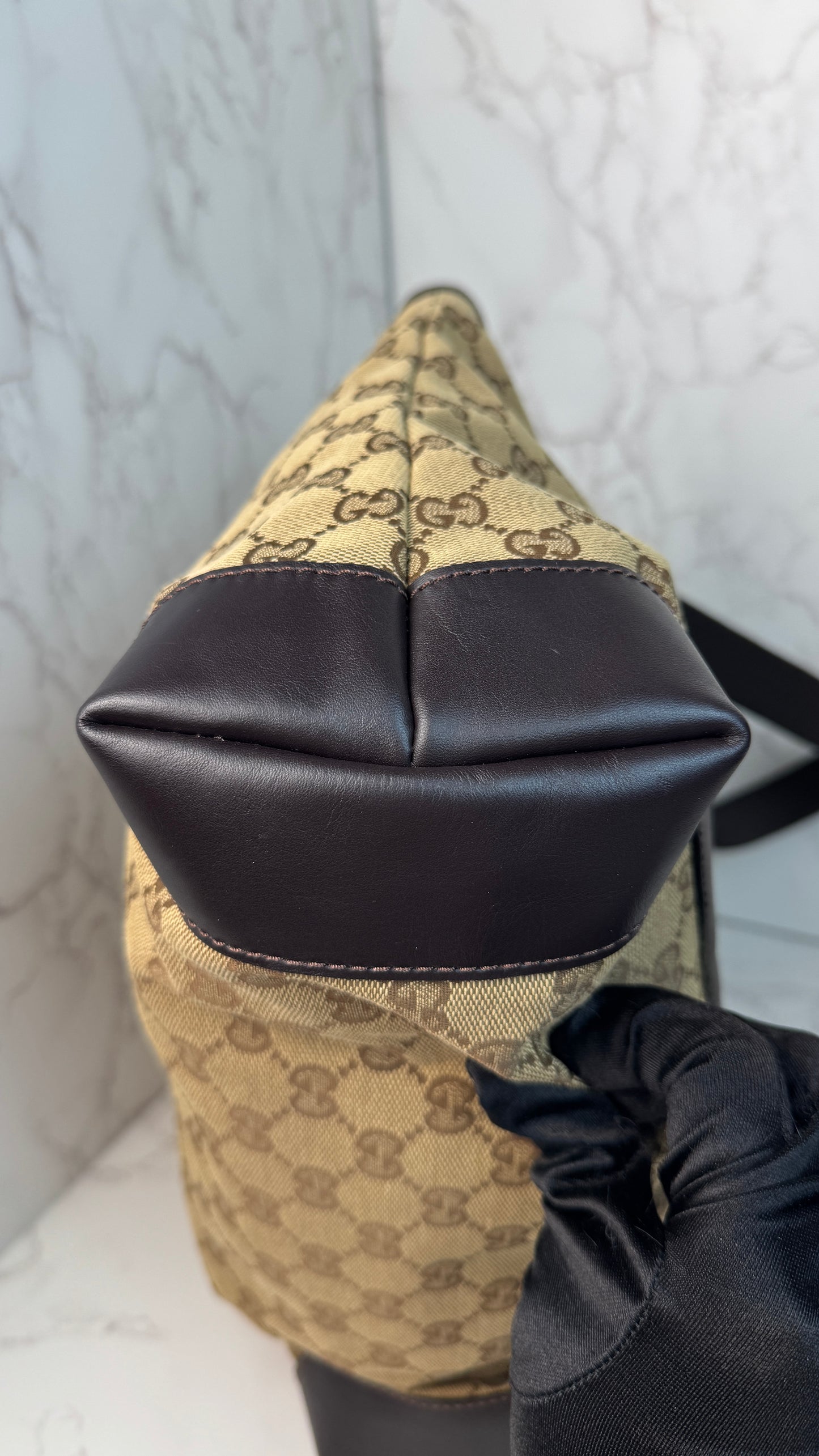 Gucci GG Canvas Tote Shoulder Bag Brown (Vintage)