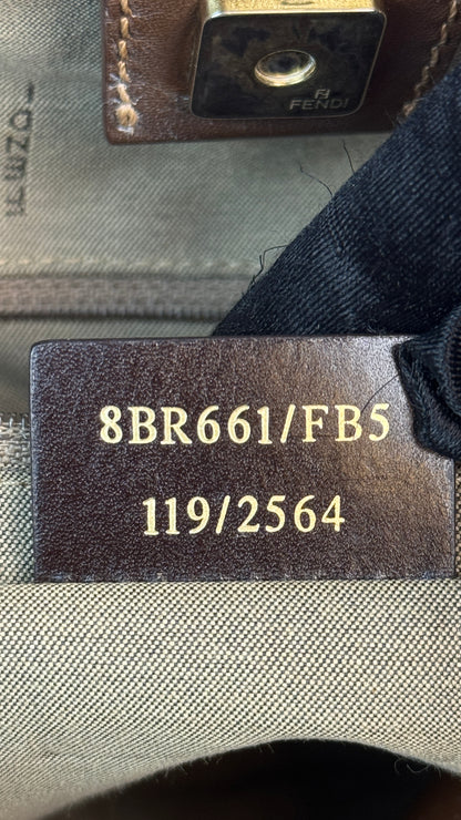 Fendi Zucchino Spalmati Chiusura tote bag in brown coated canvas with brown leather trim