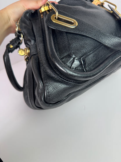 CHLOE Paraty Top Handle Bag Medium Leather Black