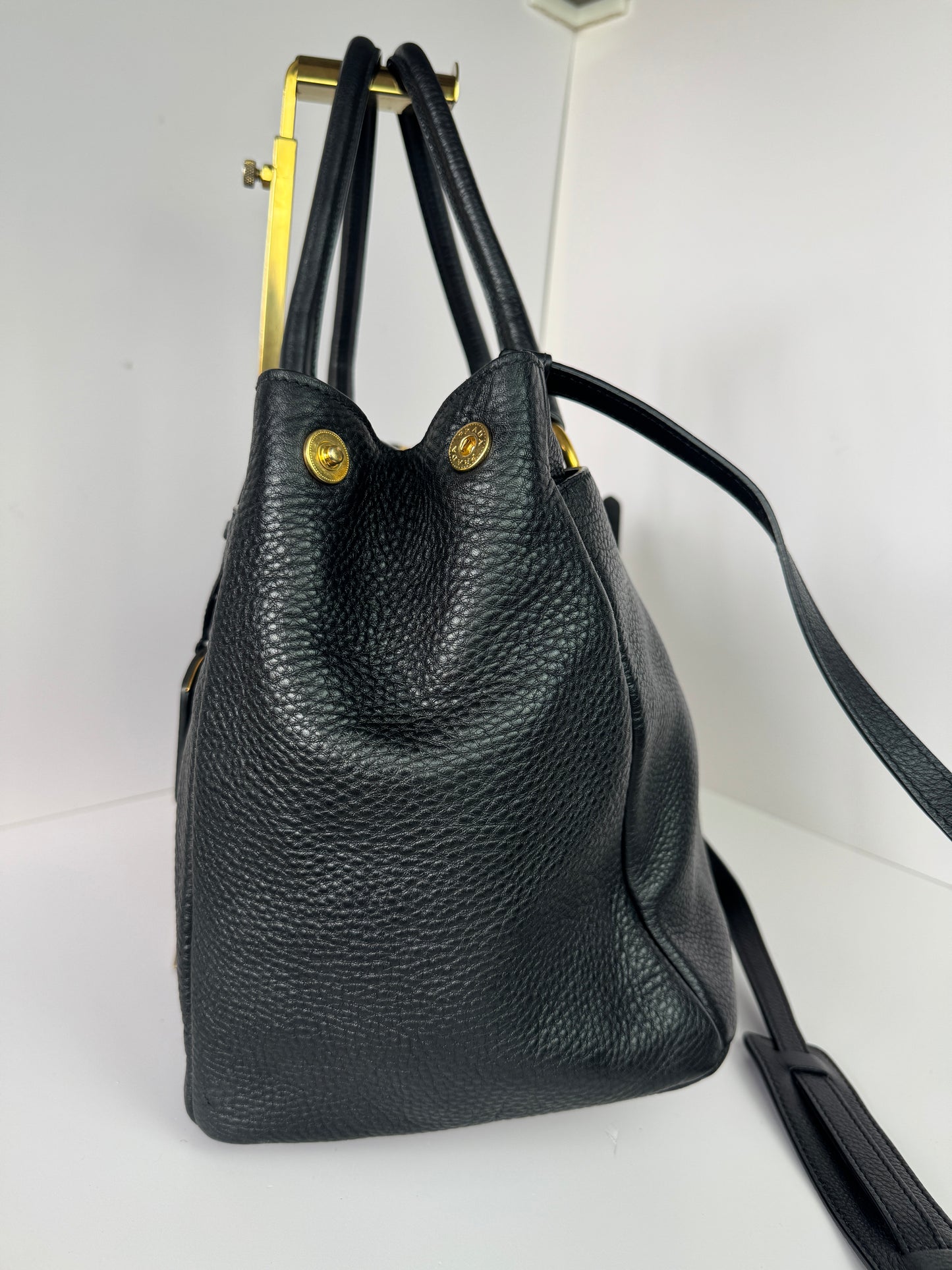 PRADA Vitello Daino Double Pocket Leather Black