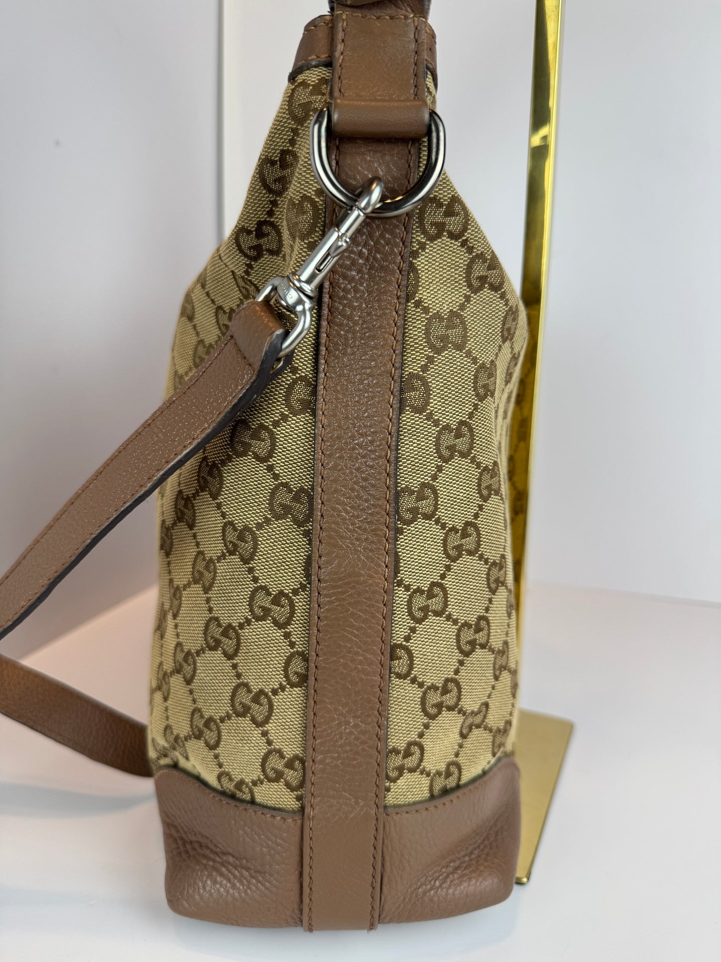 GUCCI Miss GG Hobo GG Canvas with Leather Brown