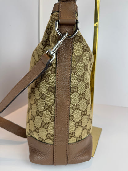 GUCCI Miss GG Hobo GG Canvas with Leather Brown
