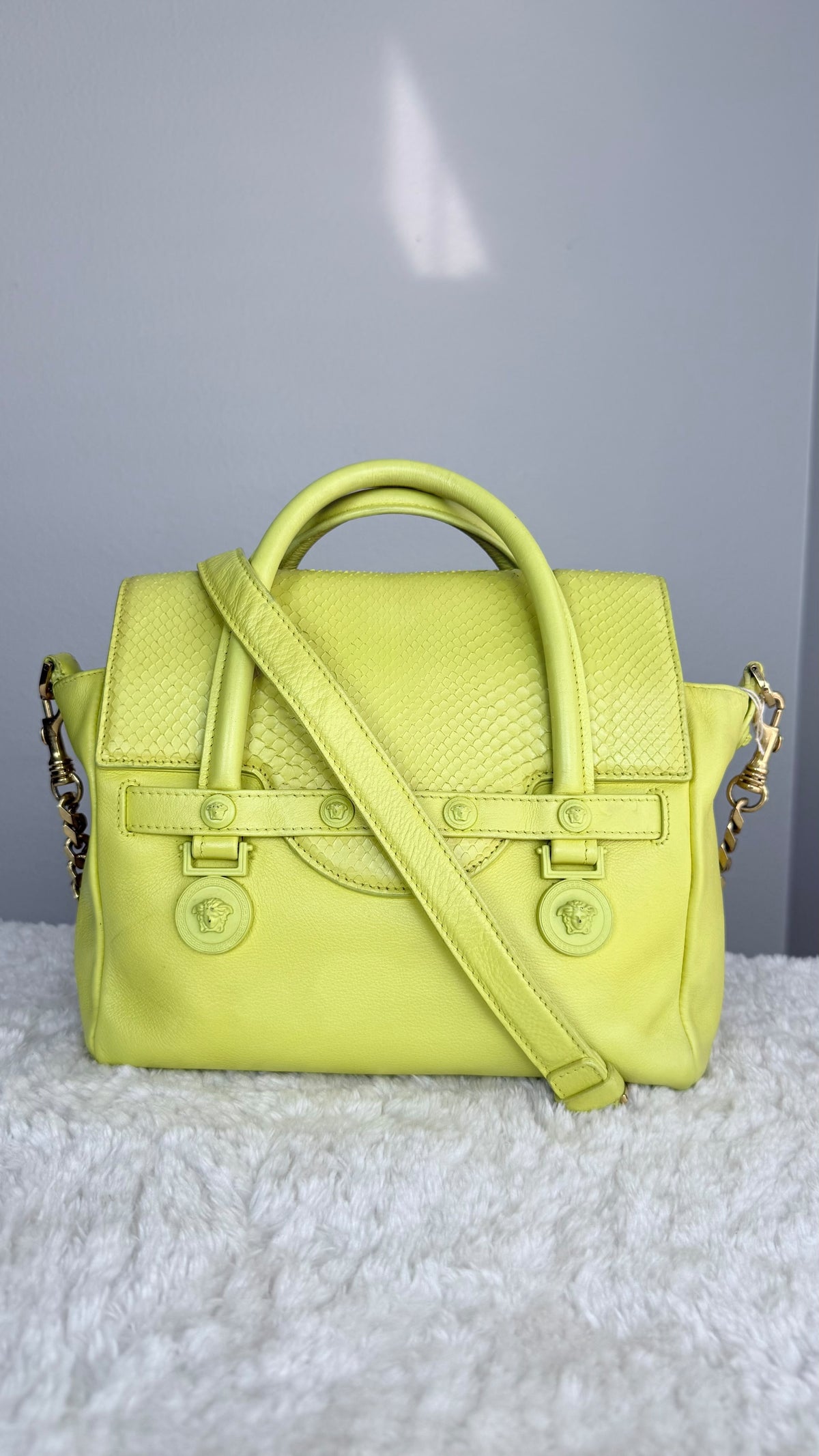 VERSACE Top Handle leather Bag Neon