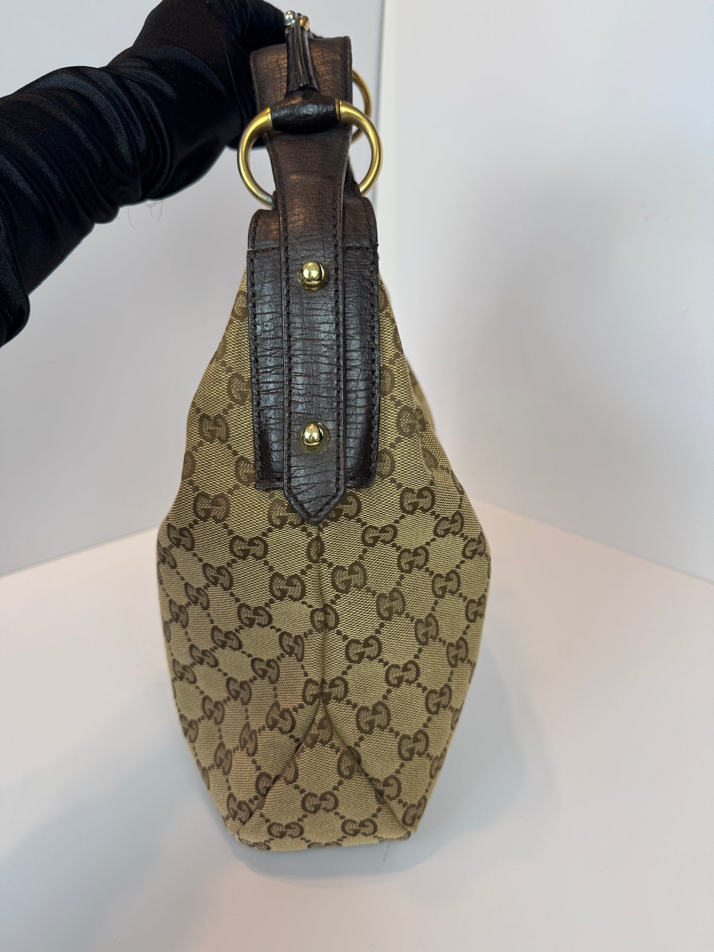 Gucci Hobo Horse-bit GG Canvas Brown