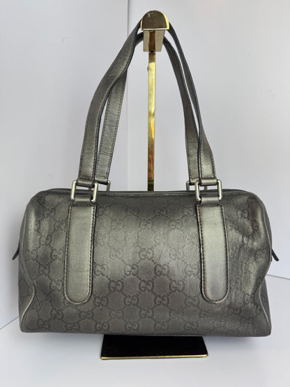 Gucci Boston Embossed Leather Monogram Grey
