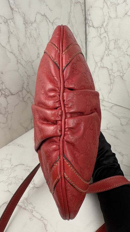 Gucci Abbey GG Monogram Embossed Leather Red