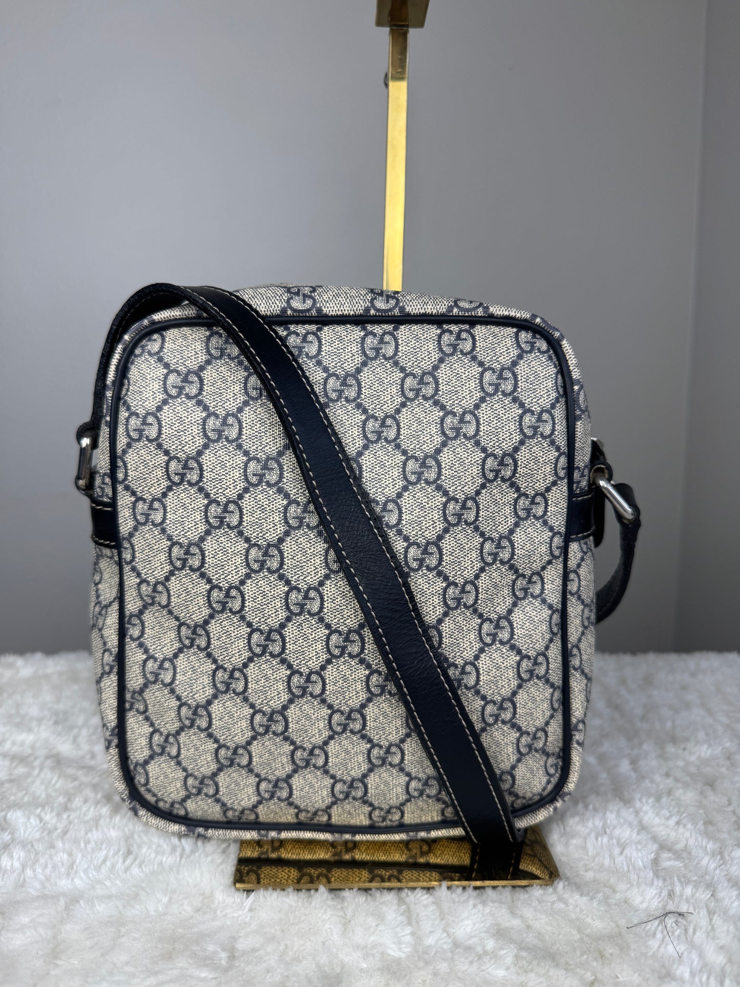 GUCCI Front Zip Small Gg Suprme Coated canvas Navy