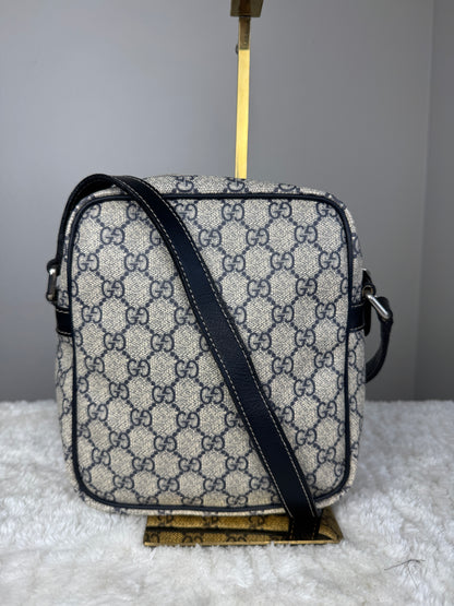 GUCCI Front Zip Small Gg Suprme Coated canvas Navy