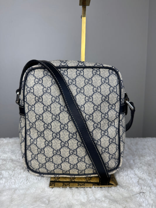 GUCCI Front Zip Small Gg Suprme Coated canvas Navy