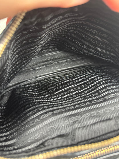 PRADA Double Zip Camera Vitello Daino Black