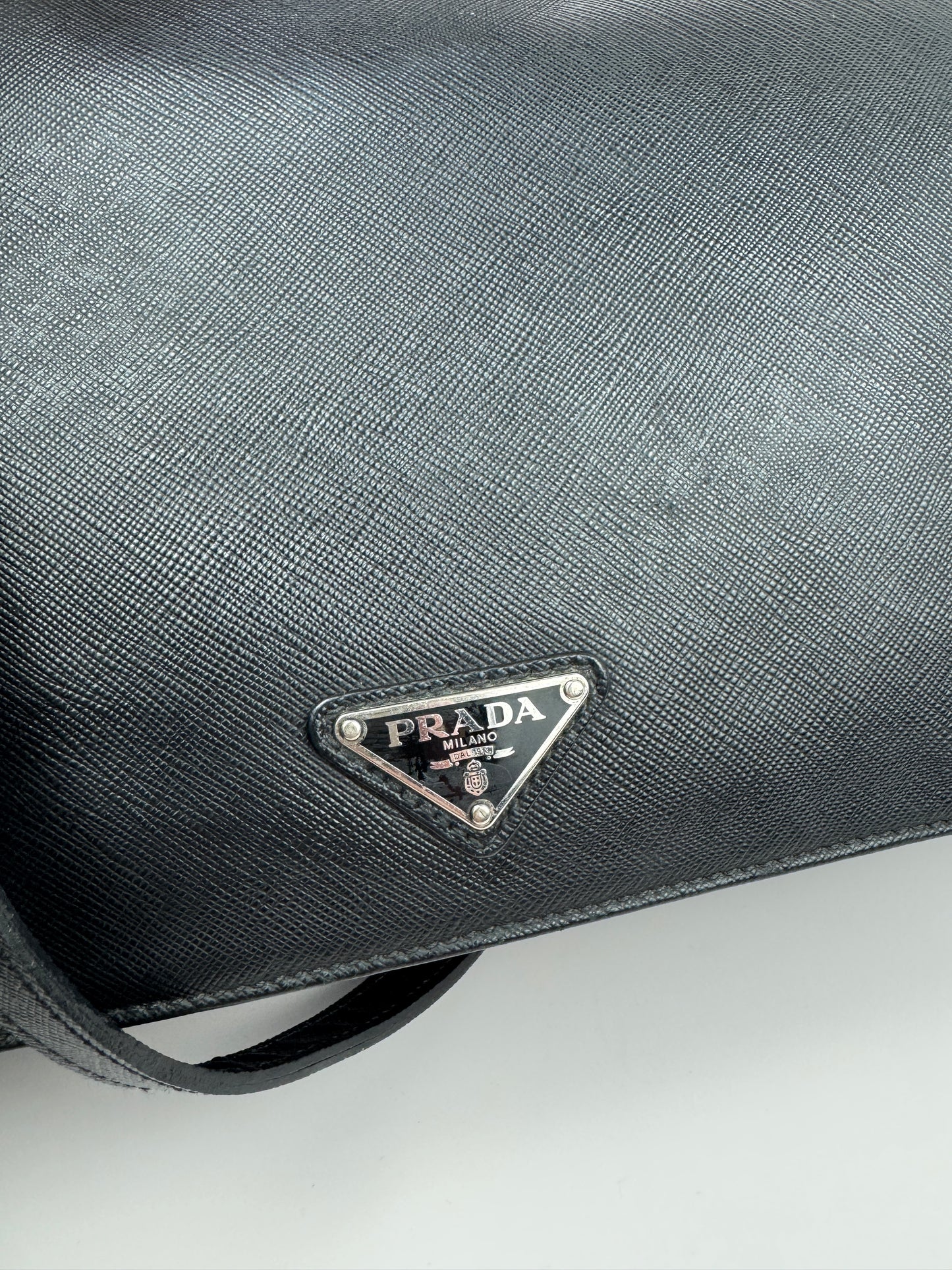 Prada Saffiano Business Briefcase two tone Black& Blue