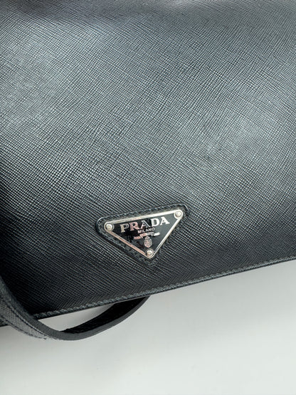 Prada Saffiano Business Briefcase two tone Black& Blue