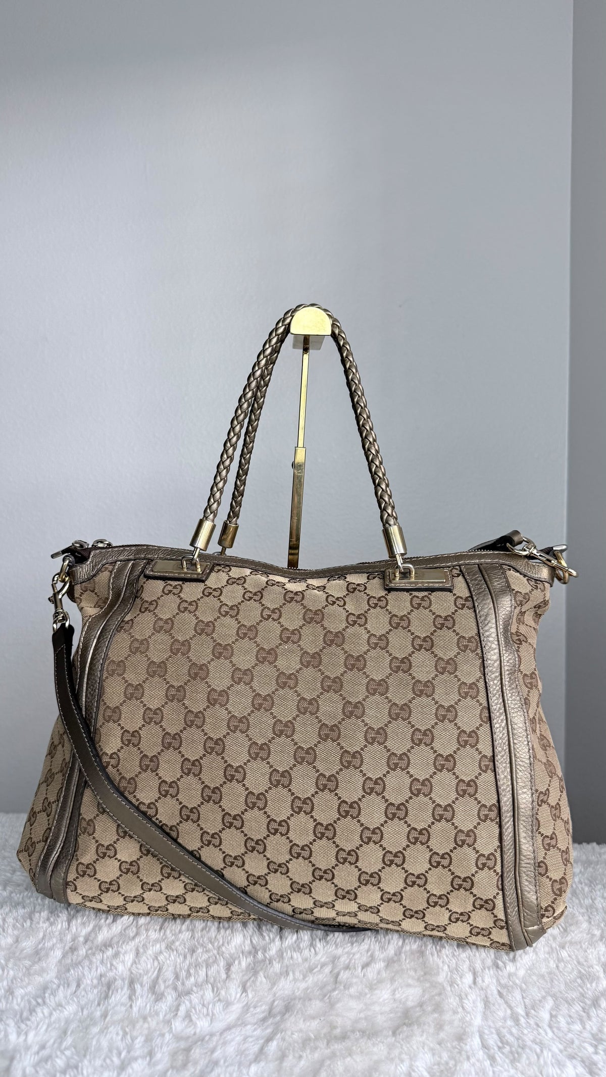 GUCGI Bella Tote GG Canvas Handbag with strap Gold