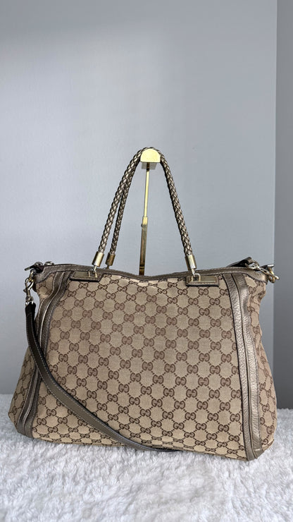 GUCGI Bella Tote GG Canvas Handbag with strap Gold