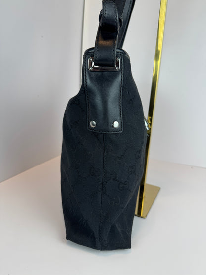 GUCCI Piston Shoulder bag Monogram GG Canvas Black