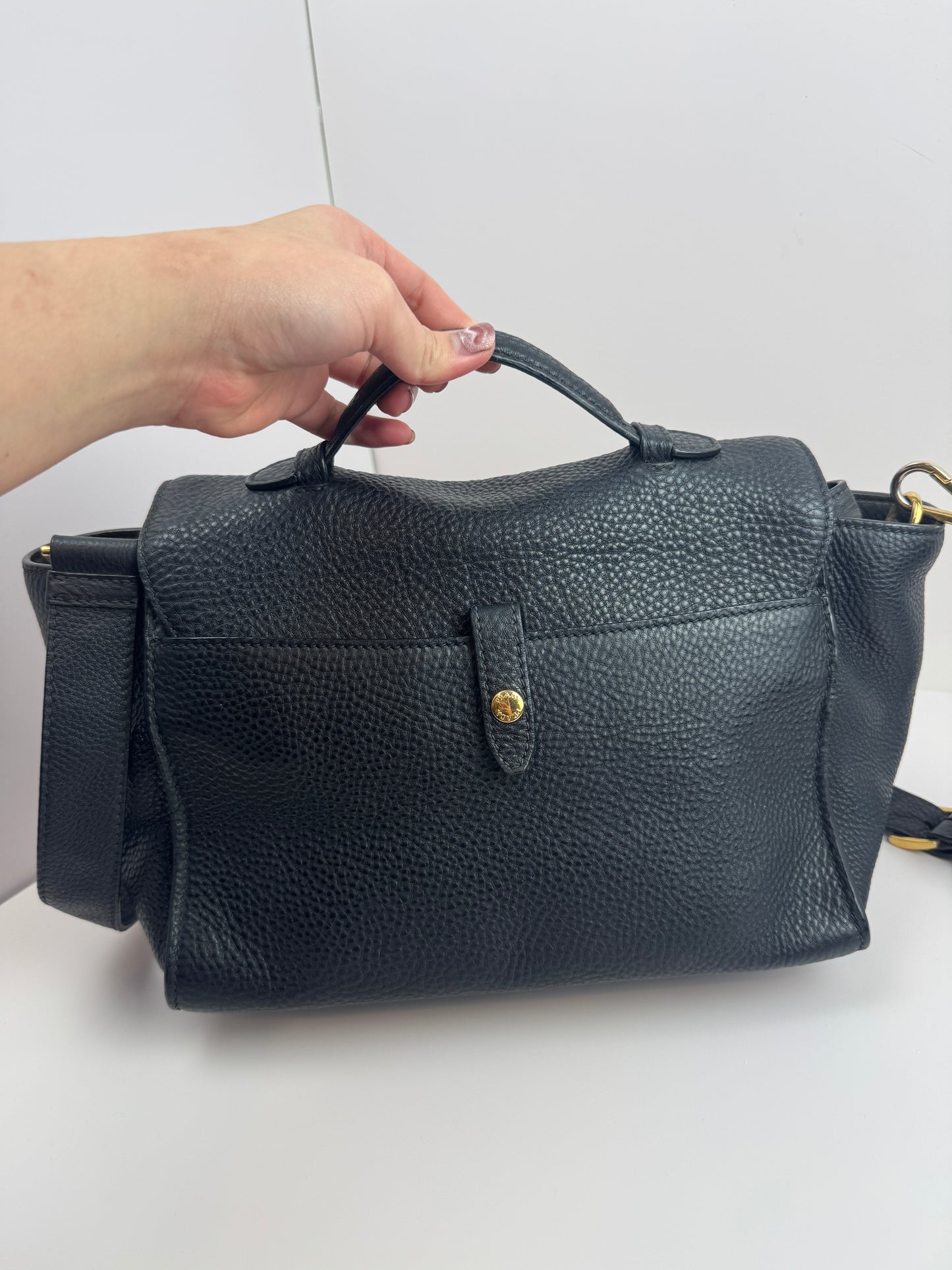 Prada Pattina Convertible Vitello Diano Leather bag Black