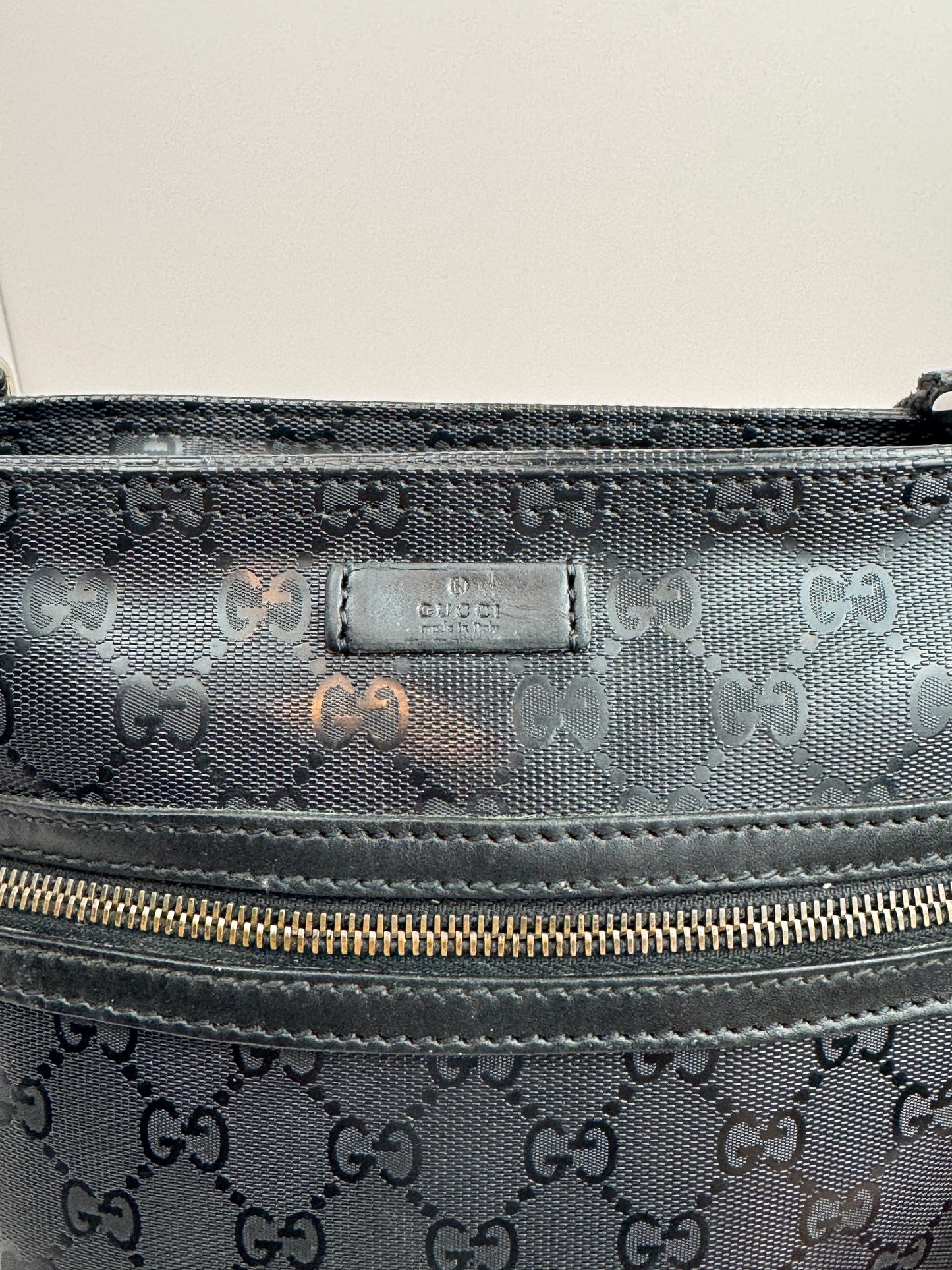 Gucci Flat Messenger Krystal GG Supreme canvas Black