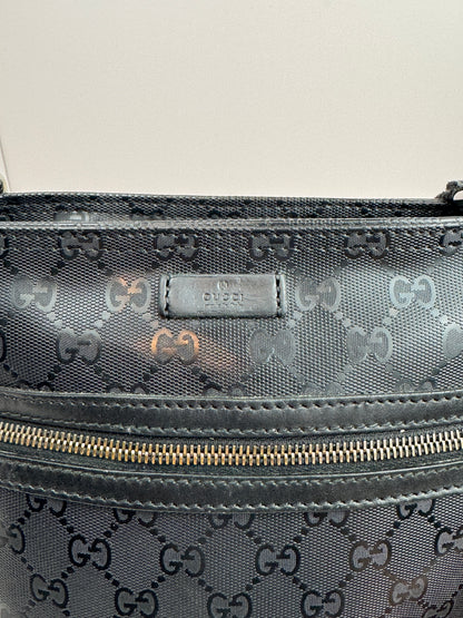 Gucci Flat Messenger Krystal GG Supreme canvas Black