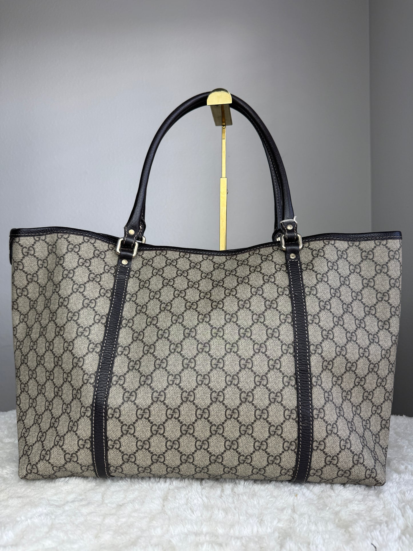 GUCCI Shopping Tote GG Coated Canvas Brown