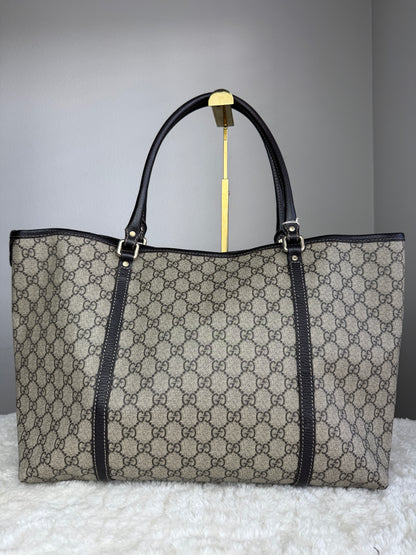 GUCCI Shopping Tote GG Coated Canvas Brown