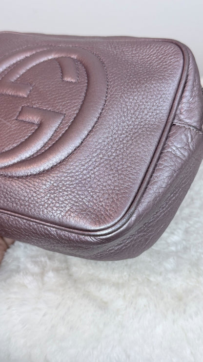 GUCCI Soho Disco Leather Purple Metallic Crossbody