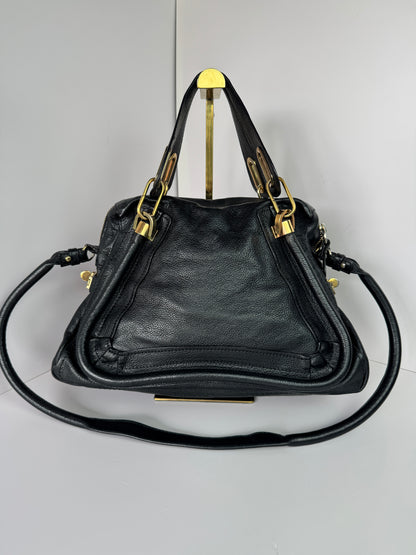 CHLOE Paraty Top Handle Bag Medium Leather Black