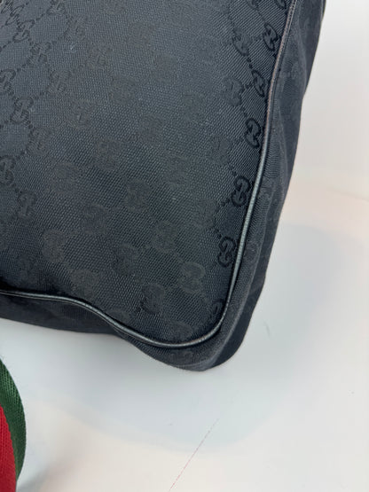 GUCCI Web Flap Messenger GG Canvas Black