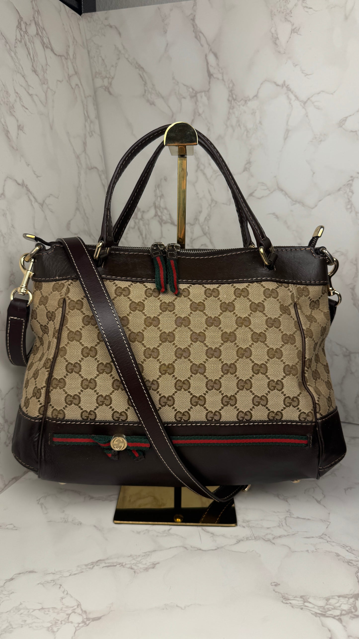 Gucci Mayfair Handle GG Canvas Brown