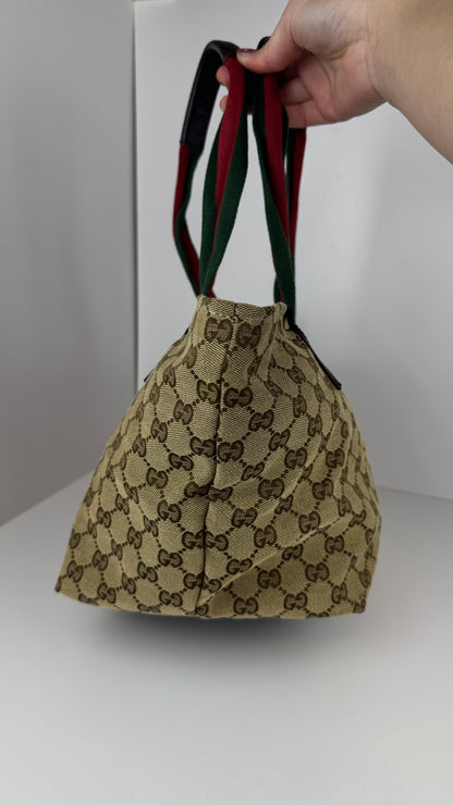 Gucci Web Zip Tote GG Canvas