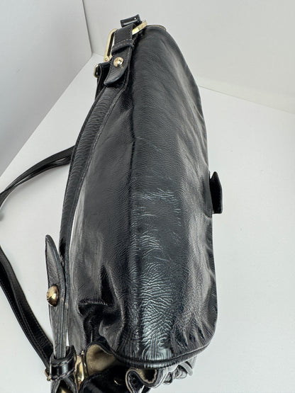 FENDI Patent Fly Shoulder Bag Black