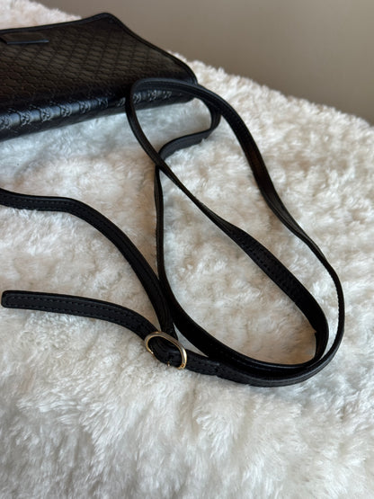 GUCCI micro Guccissima crossbody leather Black