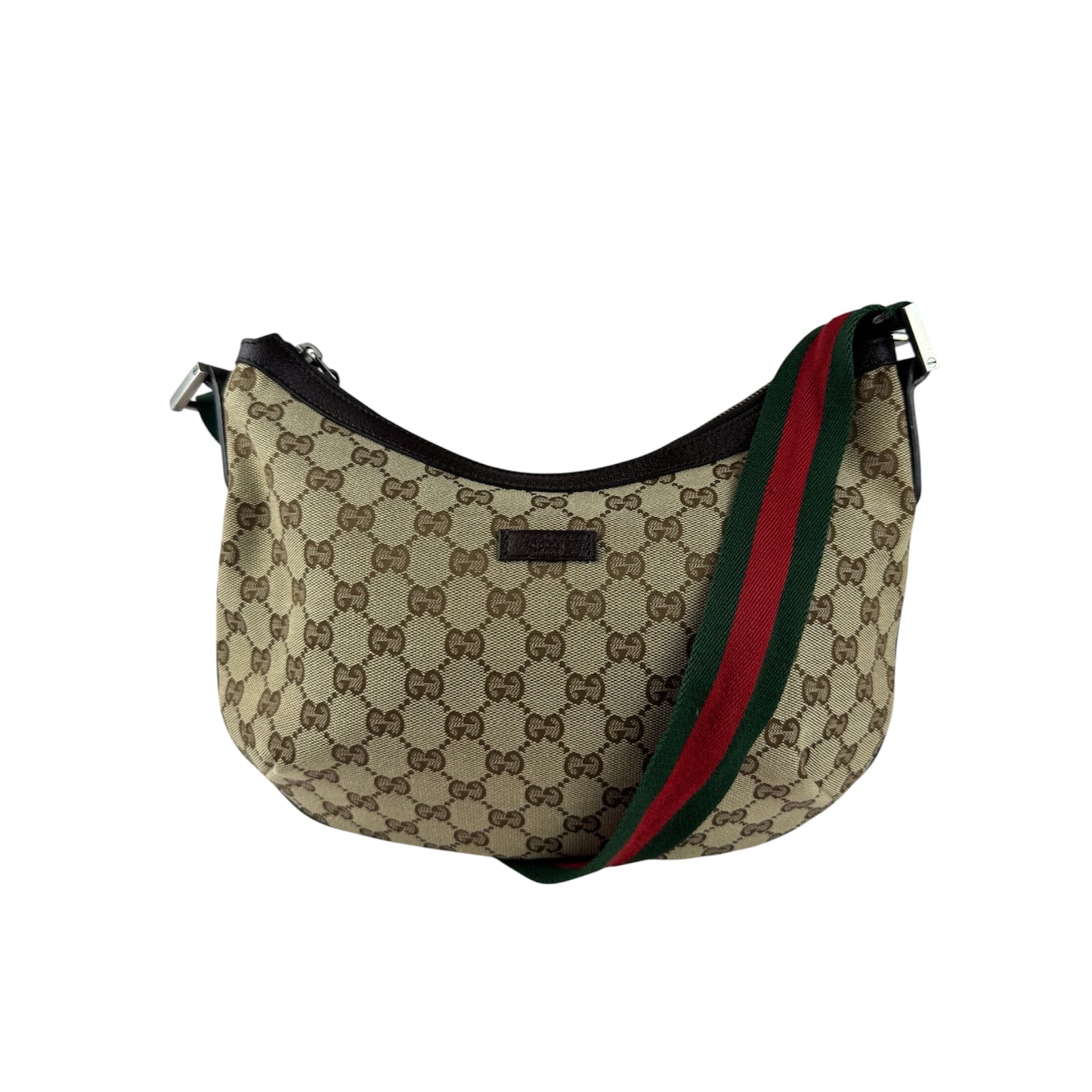 Gucci Web Halfmoon Crossbody GG Canvas