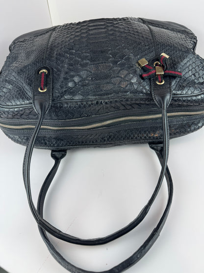 Gucci Princy Hobo Python Black Leather Web stripe