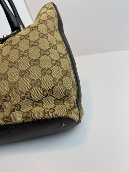 GUCCI Hasler Tote Monogram Medium Dark Brown