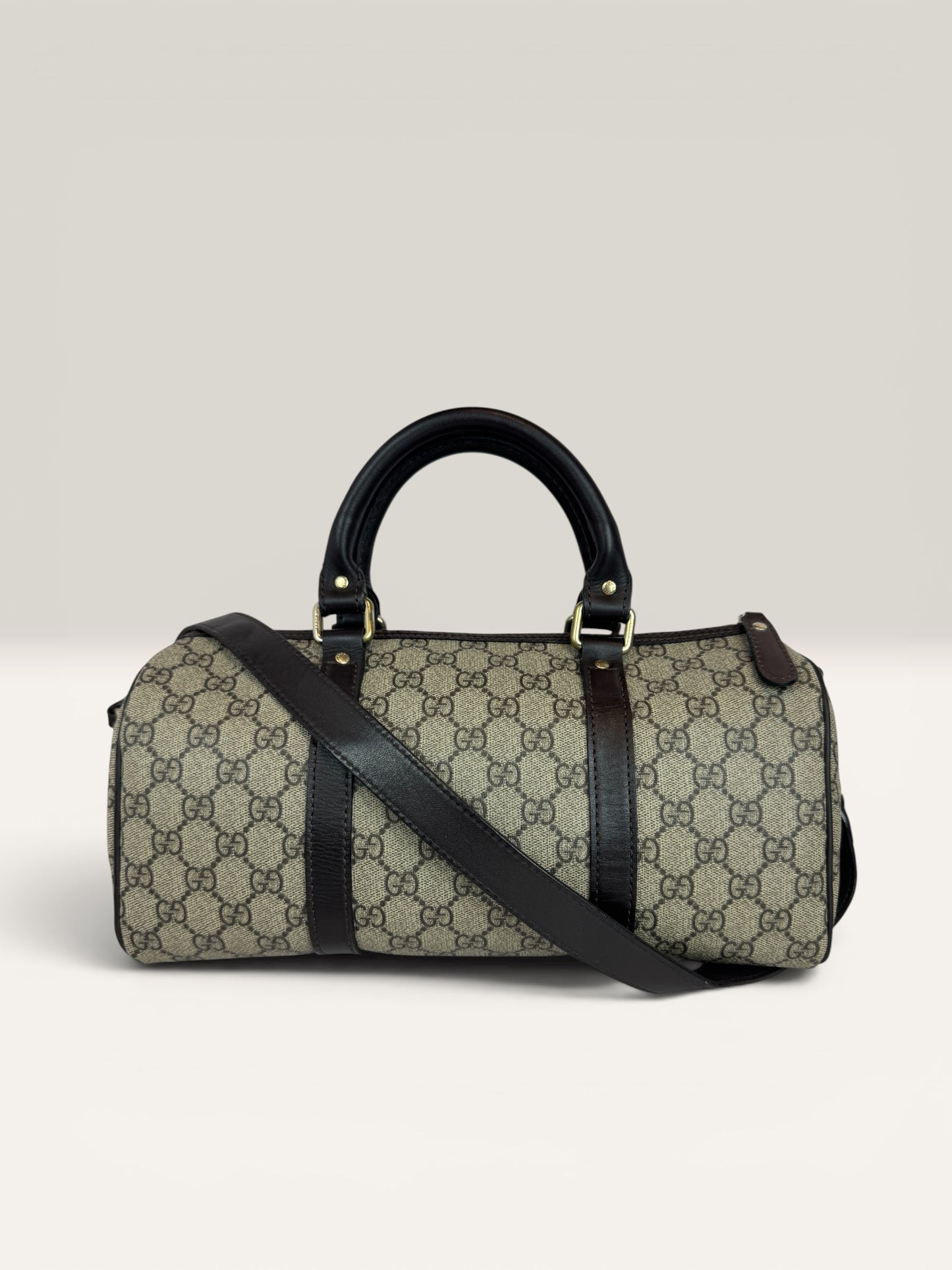 GU16👜 Gucci Boston With Strap Coated canvas