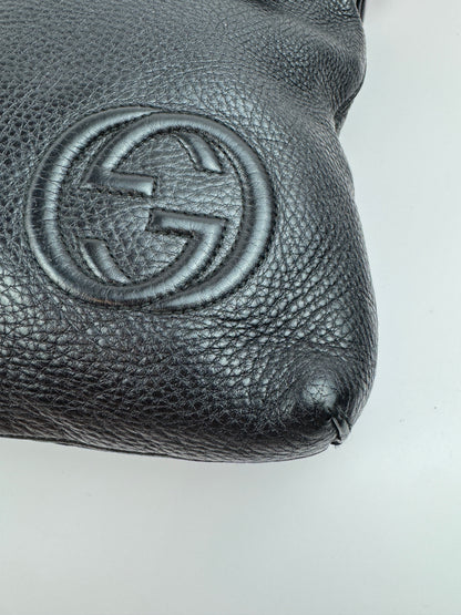 GUCCI Interlocking GG Leather Messenger Black