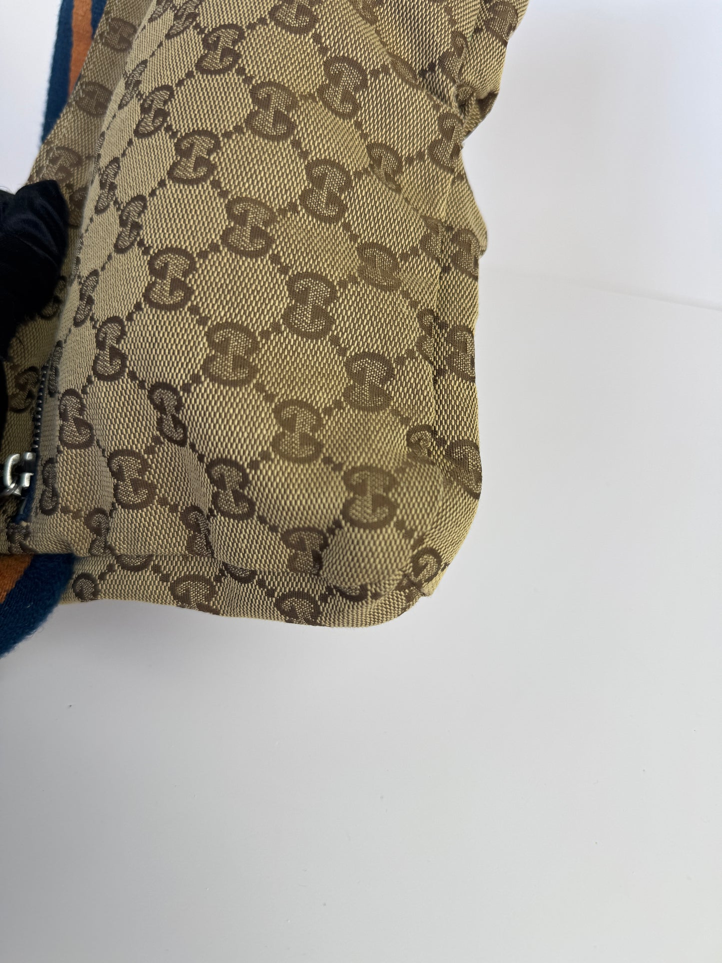 GUCCI Web Belt bag GG Canvas Navy Blue