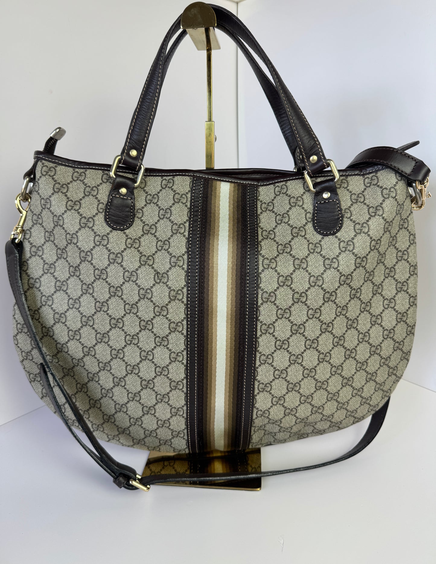 GUCCI GG Supreme Retro Web Two Ways Tote