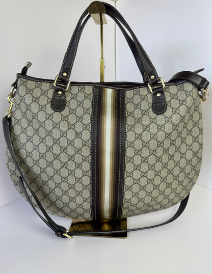GUCCI GG Supreme Retro Web Two Ways Tote