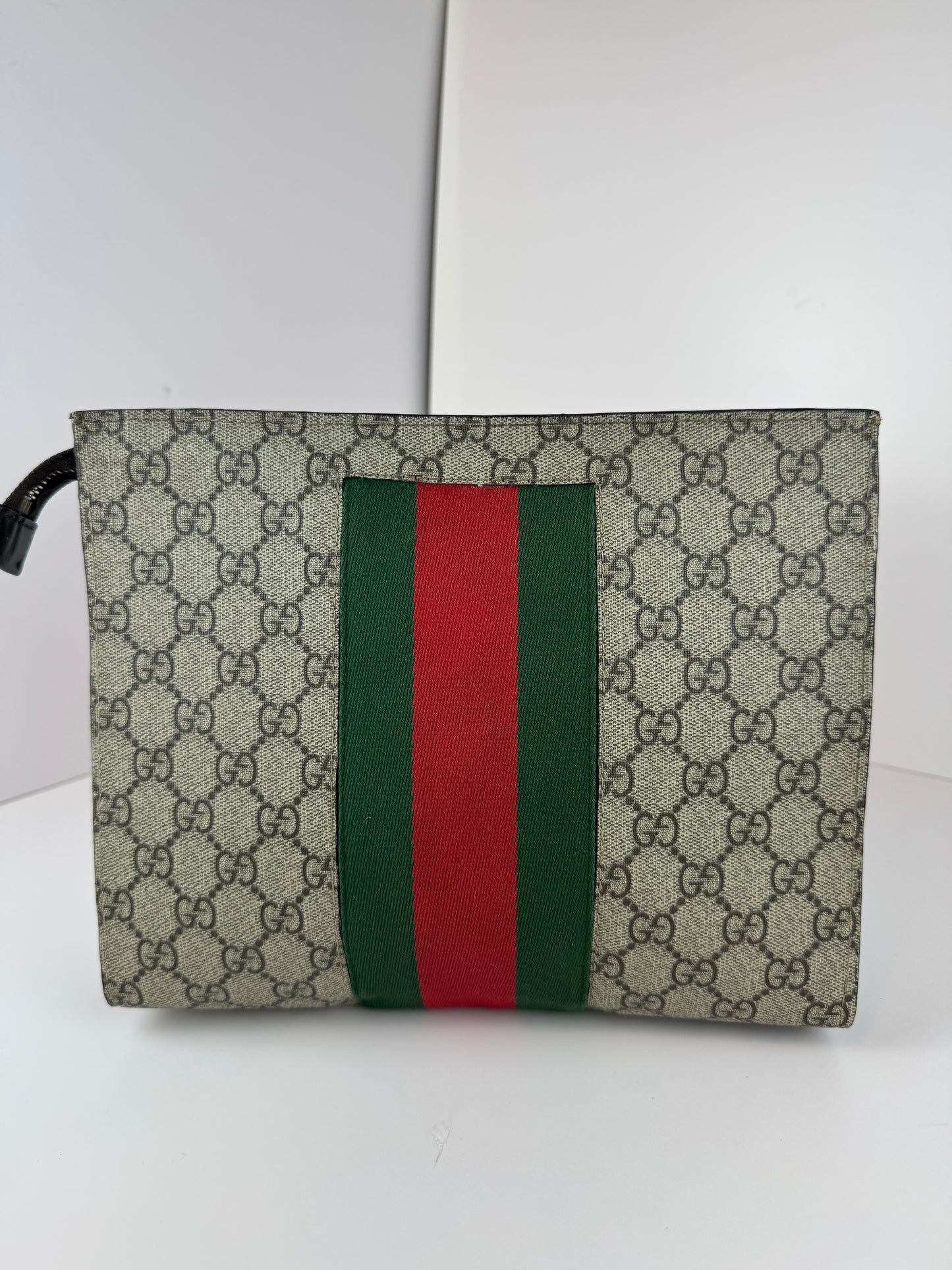 Gucci Web Clutch GG Supreme Coated  Canvas