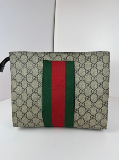 Gucci Web Clutch GG Supreme Coated  Canvas
