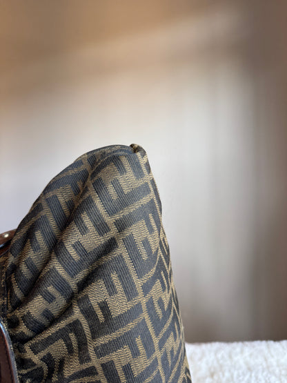 FENDI Pleated Zucca Canvas Shoulder bag