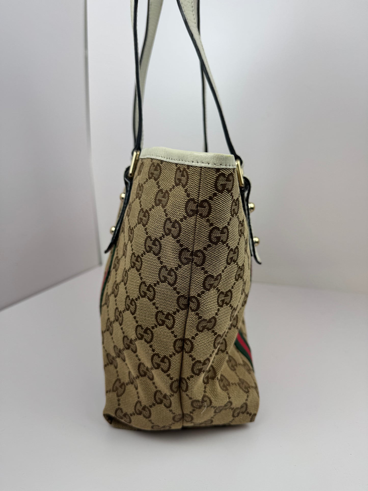 Gucci Web Tote GG Canvas White