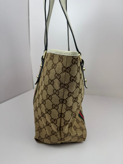 Gucci Web Tote GG Canvas White