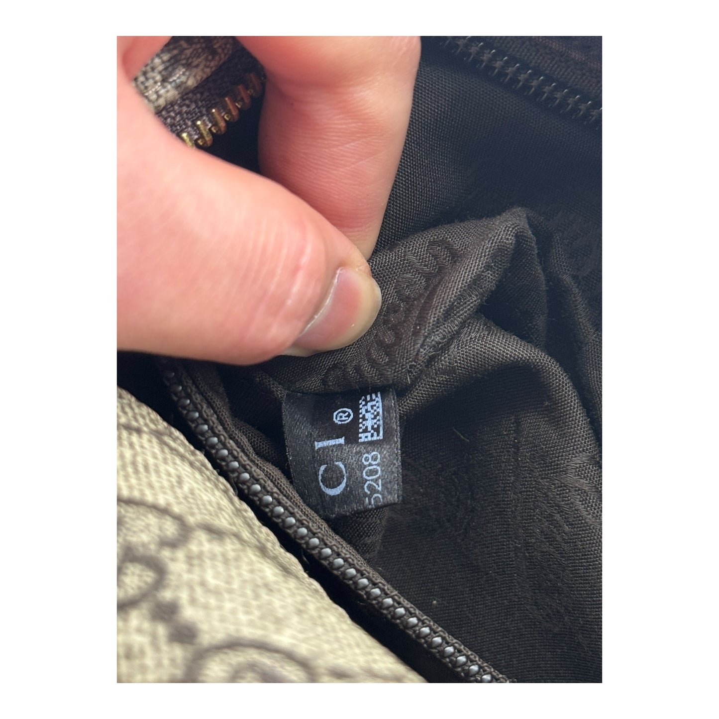 Authentic Gucci Front Zip camera Bag GG Coated