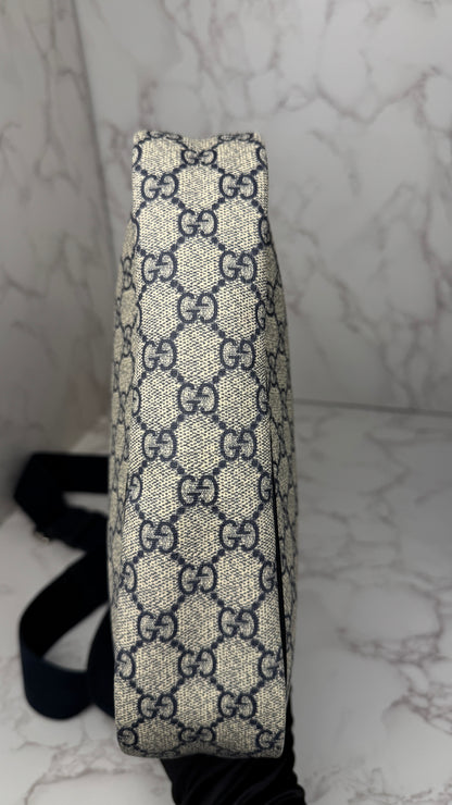 Gucci Front Zip Messenger GG Coated Canvas Navy