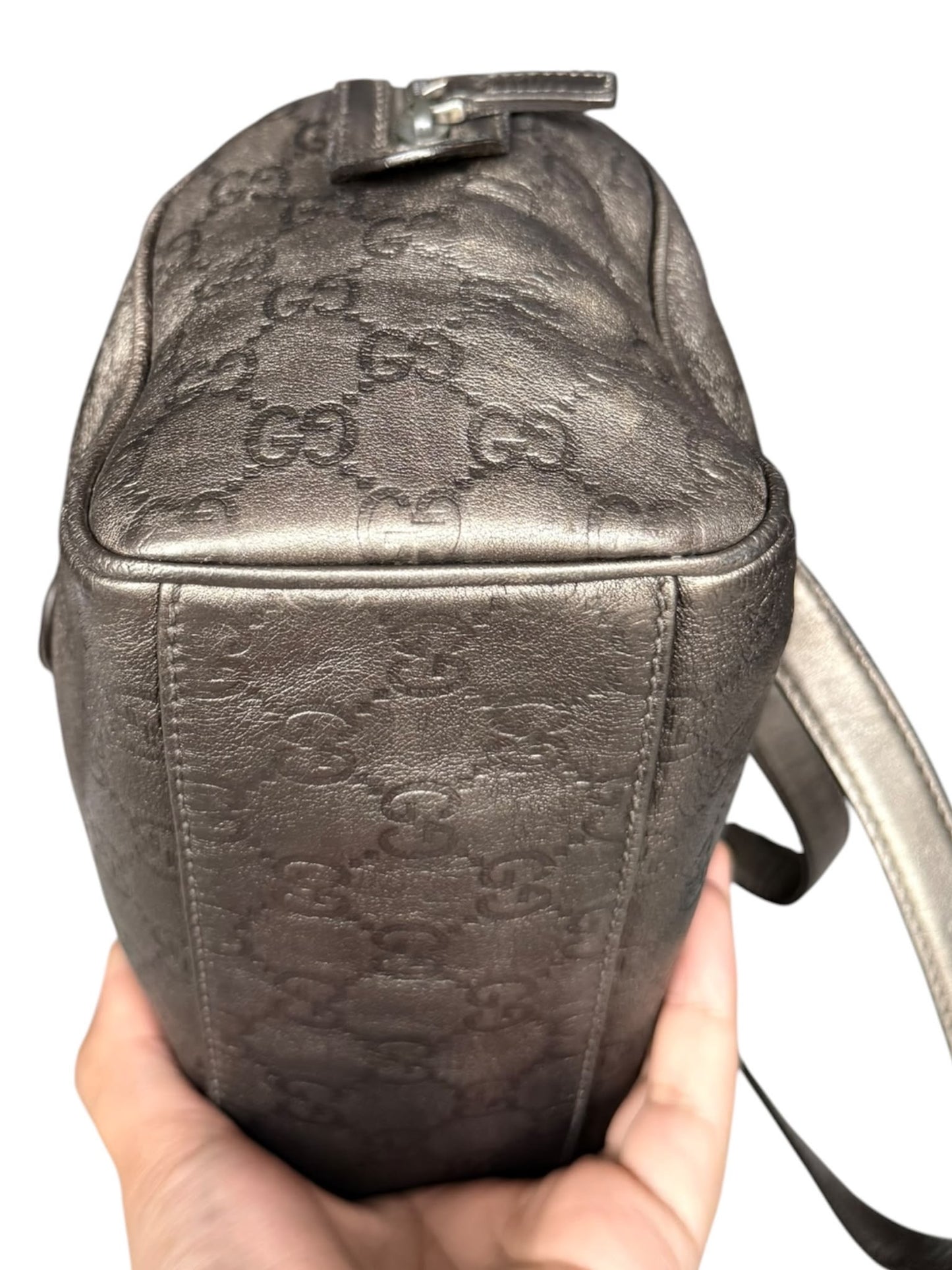 Gucci Boston Mini Guccisimma Leather Grey