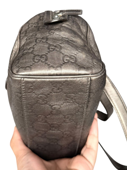Gucci Boston Mini Guccisimma Leather Grey