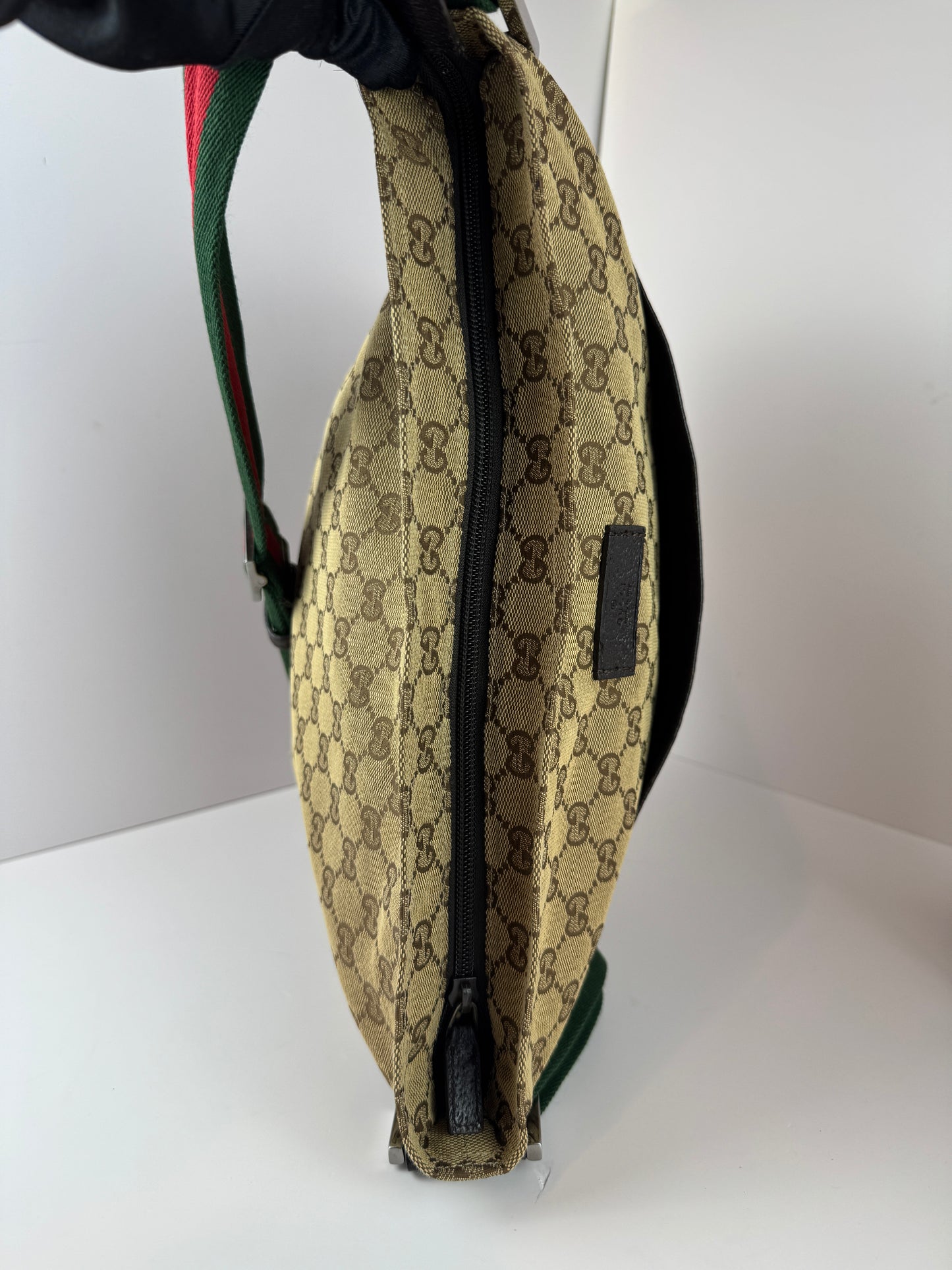Gucci Web Flat Messenger GG Canvas Brown